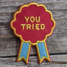 You Tried Ribbon Emo Funny 90s Y2k  Embroidered Iron on Patch