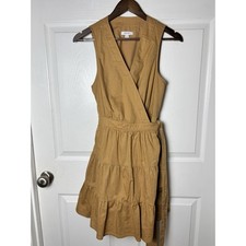 Nine West Tan V-Neck Sleeveless Wrap Sundress 100% Cotton, Size M,
