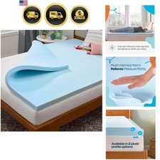 Memory Foam Mattress Topper, Queen Size - 2 Inch Gel Infused Memory Foam - Pl...