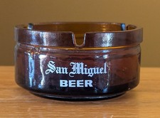San Miguel Beer Amber Glass Ashtray 'Mag-beer Muna Tayo!" Phillipines Vintage