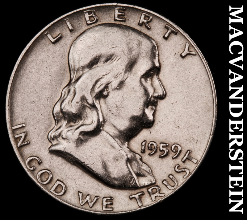 1959 Silver Franklin Half Dollar - Scarce  Better Date  No Reserve  #M629