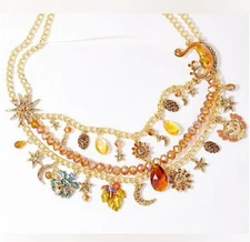 Kirks Folly Autumn Starfire Necklace- Brand New In box Gold Tone