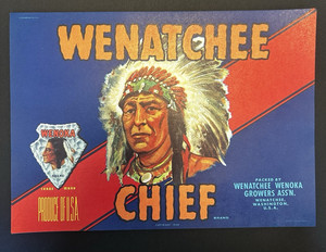 Wholesale lot of 50 old vintage-Wenatchee Chief-pear fruit labels-Wenatchee, WA