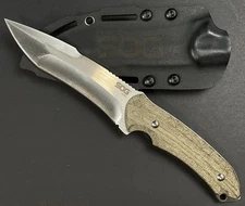 SOG KIKU Satin 4.9'' Large Fixed Blade 9.7'' Micarta Grip w/ Kydex Sheath