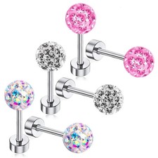 Hypoallergenic Earrings for Women Girls Little with Screw on Safety Flat Backs S