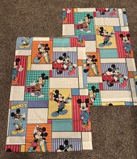 Vintage 80s Walt Disney Curtains Cool Dude Mickey Mouse Colorblock Pacific