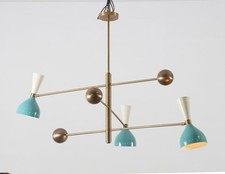 Three Arm Brass Chandelier Raw Finish – Italian Style Sputnik Ceiling Light