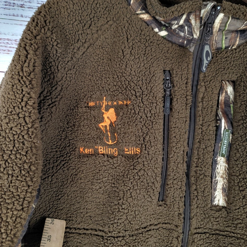 Drake Waterfowl Mens Size L MST Camo Sherpa Fleece Hybrid Liner Full Zip *LOGO* - Image 4 of 4