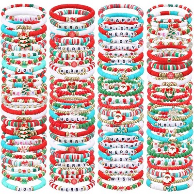 Equsion 100 Pcs Preppy Friendship Bracelets for Women Heishi Surfer Clay