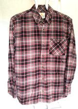 Field Stream Button Up Shirt Medium Adult Red Plaid Flannel Pocket Mens