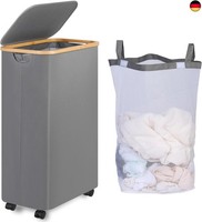 WäSchekorb Mit Rollen 75L, WäSchesammler Schmal Mit Herausnehmbarer Und W