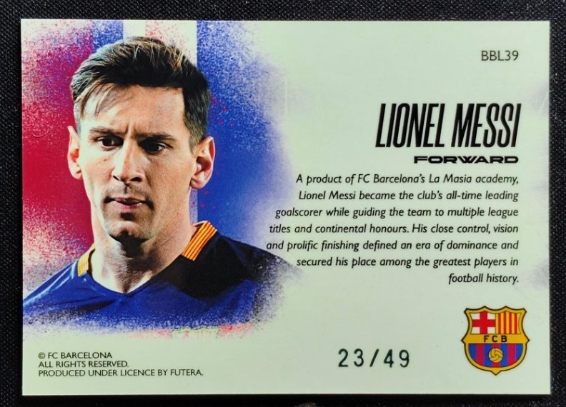 Lionel Messi 2025 Futera Fc Barcelona Landscape /49 #BBL39 view 2