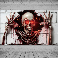 Halloween Scary Skull Banner Backdrop Photo Background Banner Party Decor