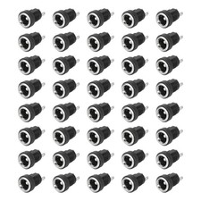 40pcs DC5521 Power Jack, 30V 0.5A 10x10x18mm 2 Pin with Nut Washer, Black