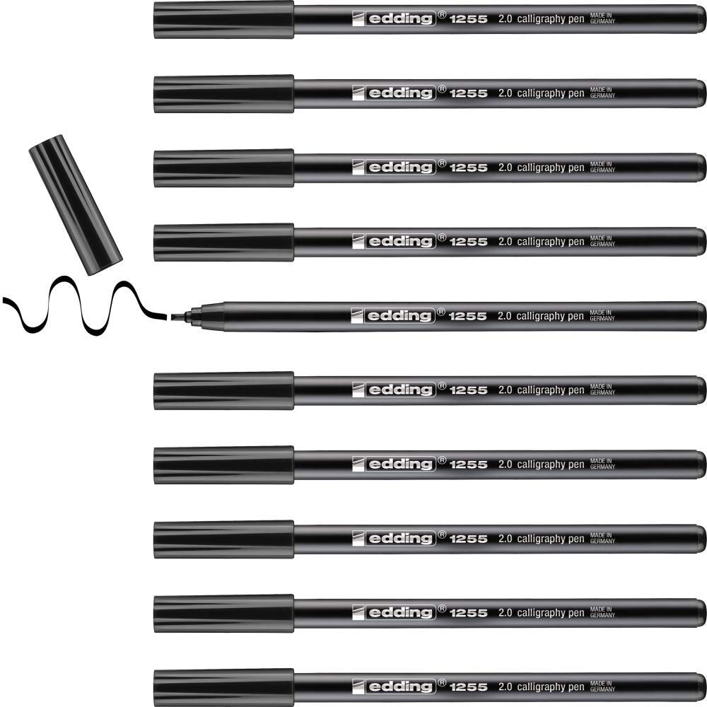 Feutre calligraphie noir 2mm pour écriture cursive lot de 10 stylos
