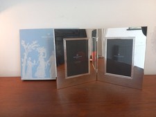 WEDGWOOD LARGE SILVERPLATED DOUBLE PICTURE FRAME, Photo Size 7 X 5 ", VERA WANG