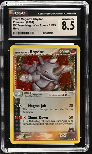 CGC 8.5 Team Magma's Rhydon 11/95 EX Team Magma Vs Aqua Holo Pokemon Card
