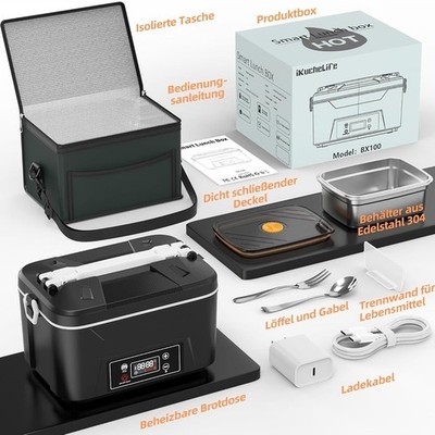18000mAh Elektrische Lunchbox 1.5L-Beheizbare Brotdose m.Warmhaltefunktion Timer