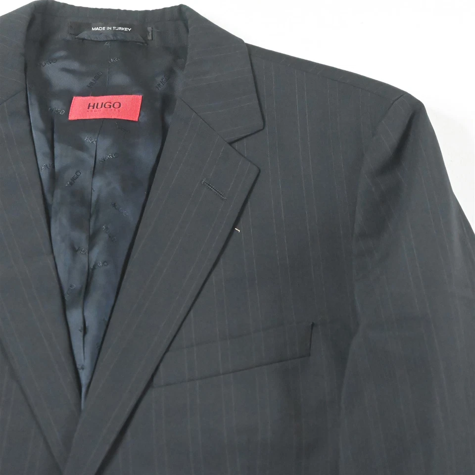 Hugo Boss 38R 32x30 Negro Rayas Lana Asombro/Casco Hombres Chaqueta Pantalones Traje Foto 3 de 4