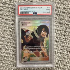 PSA 9 Zinnia Full Art Trainer SM Dragon Majesty 70/70 Pokémon Card