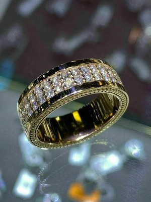 2.5Ct VVS1 Round Cut Lab Created Diamond Men's Wedding Gift 14K Gold Finish Ring