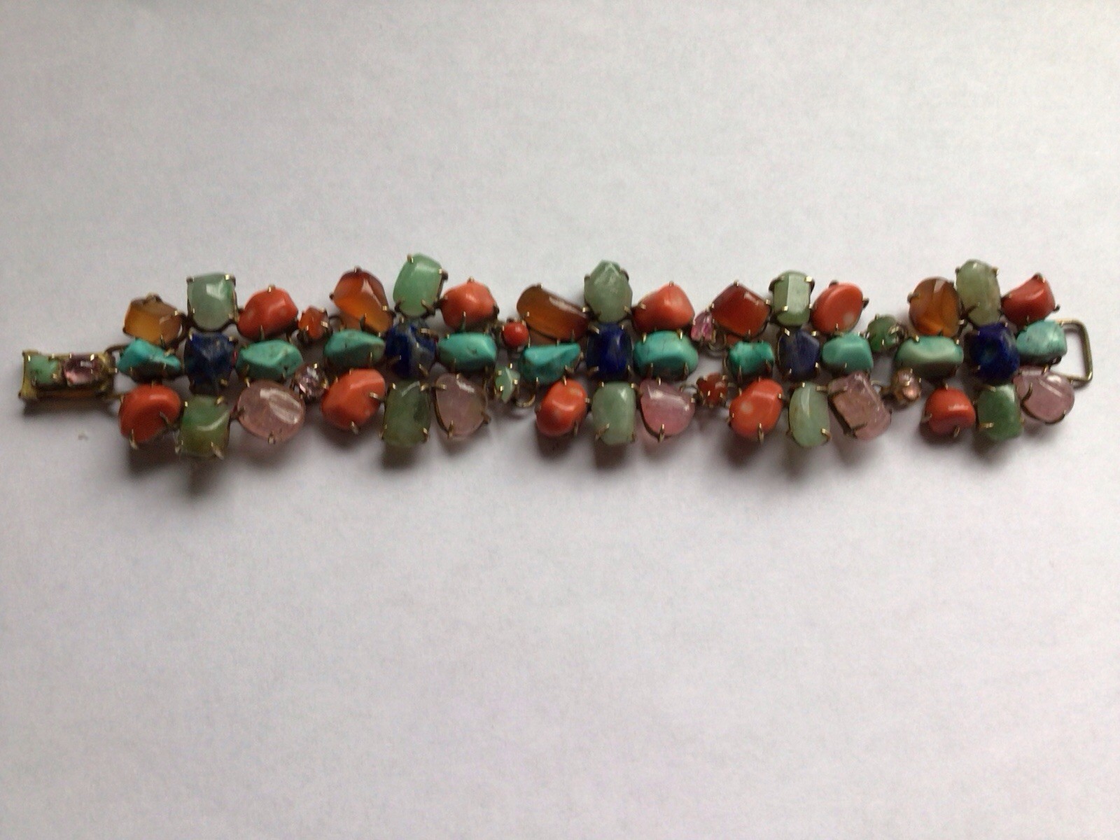 Signed Bruner Gold Filled Multi stone Vintage Bra… - image 2