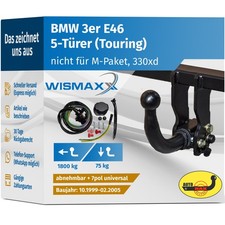 ANHÄNGERKUPPLUNG abnehmbar für BMW 3er Touring E46 99-05 +7pol E-Satz ABE