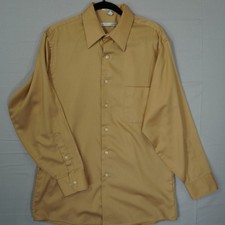 Geoffrey Beene Sateen Long Sleeve Mens Dress Shirt Size L 16 32/33 - Light Brown