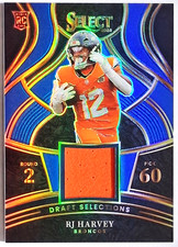 RJ Harvey 2025 Panini Select Draft Selections Blue Prizm Material Relic #DSM-RHY