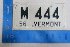 Vermont Vt License Plate Tag Motorcycle MC 1956 #M 444 Green Mountain Triple 4