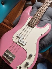 Wesley Pink P-Bass Style Electric Bass Guitar 4 String Vintage British Brand