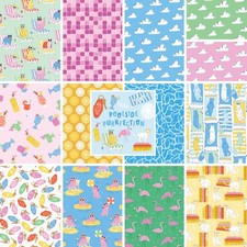 Feline Drive Fabric Fat Quarter Bundle POOLSIDE PURRFECTION Cats Organic 13 FQs