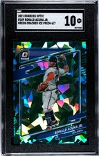 2021 Donruss Optic #189 Ronald Acuna Jr. GREEN CRACKED ICE /7 SGC 10 GEM (6/7)