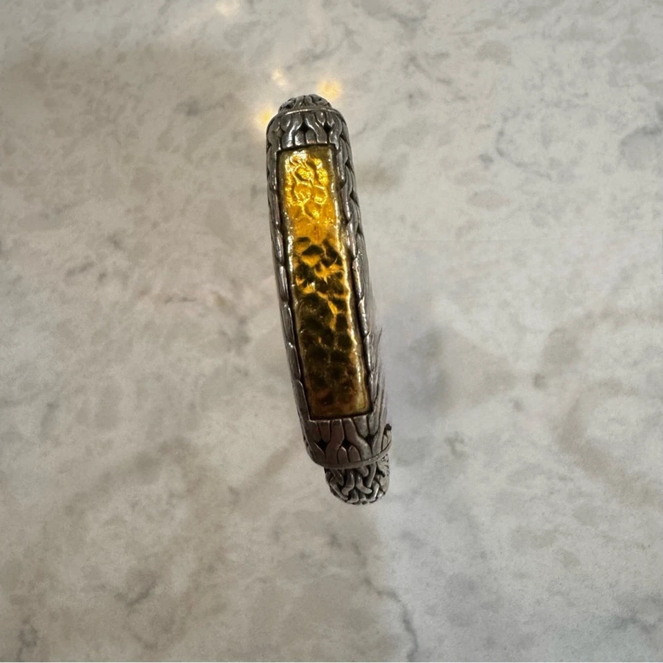 John Hardy Palu ID 手镯,纯银和 22k 金色 — 第 2/4 张图片