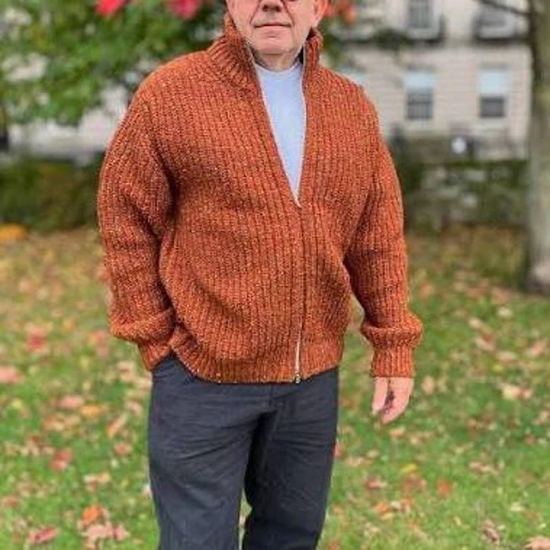 HOWLIN Loose Ends Mars Wool Sweater Cardigan XL NEW Orange Marled Tweed Jacket - product detail image 6