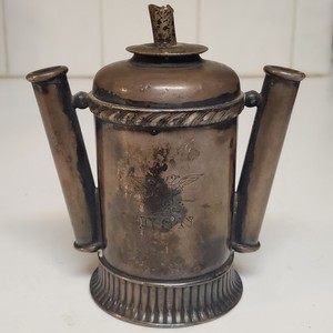 USN Smoking Lamp Antique International Silver Co silver soldered Rare!