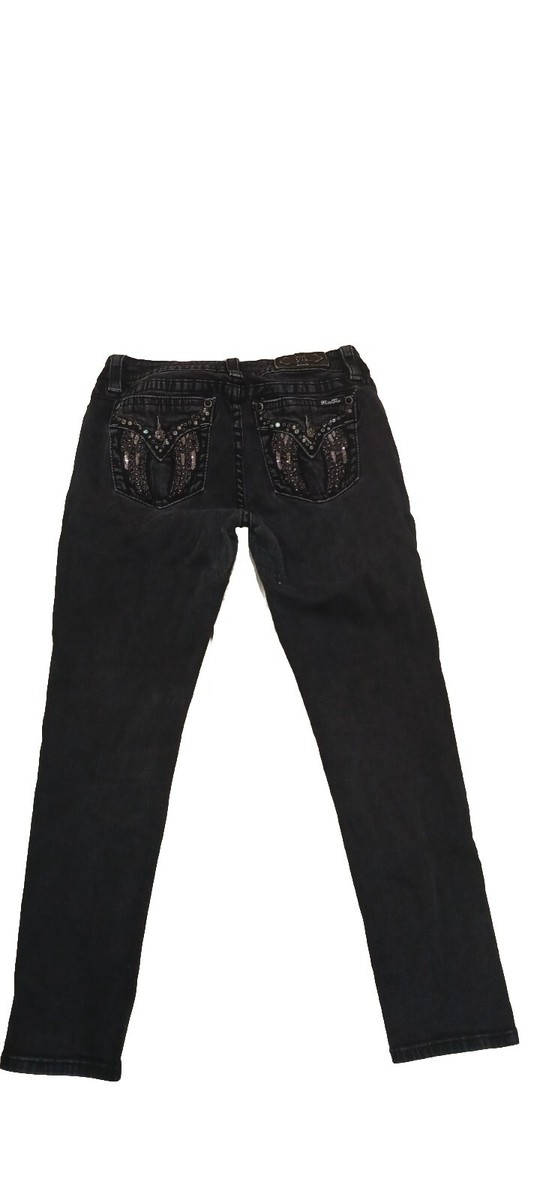 Miss Me Jeans Womens 32 Black Denim Pant Skinny Fit Embelished - Main Image