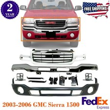 Front Bumper Chrome Brackets Grille Kit For 2003-2006 Gmc Sierra 1500