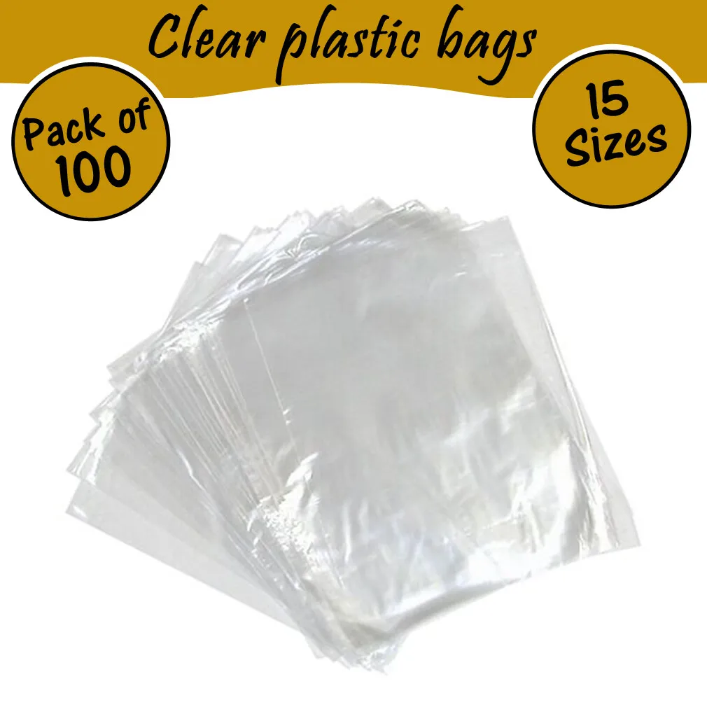 100 Quality Clear Plastic Food Grade Bags - All Sizes | eBay