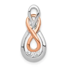 10K White and Rose Gold Diamond Double Infinity Chain Slide Pendant