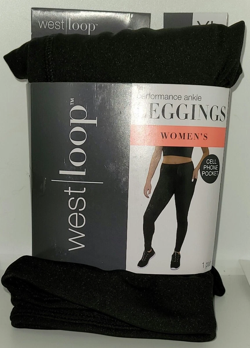 West Loop Women's Performance Leggings Cell Phone Pocket Black