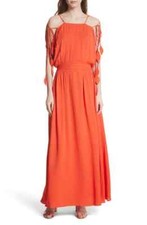 NWT TORY BURCH Evalene Maxi Orange Dress Size 4
