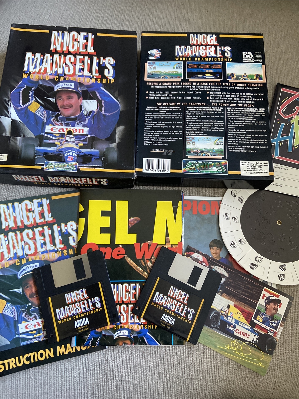 Nigel Mansell’s World Championship F1 AMIGA 500/600 Big Box Classic VTG Game ‘92