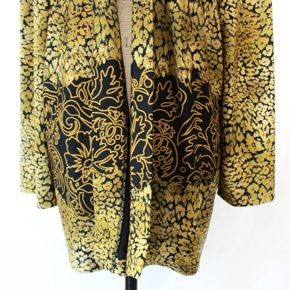 Vikki Vi Plus Size Gold Animal Print Open Front Cardigan 2X Made in USA - Image 4 of 4