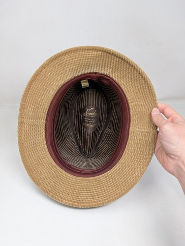Vintage Vendome Tan Corduroy Fedora Hat Men's Size Large New York Made in USA - Picture 5 of 8
