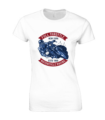 FULL THROTTLE MOTORRAD RACING DAMEN T SHIRT MOTORRAD BIKER DESIGN COOL TOP