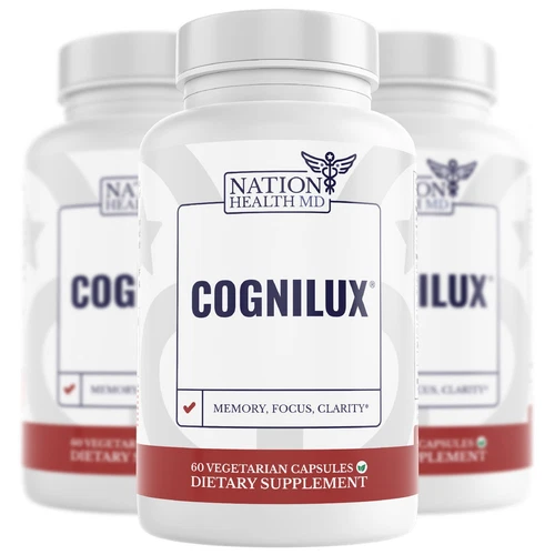 NATION HEALTH MD Cognilux, Brain Supplements for Memory and Focus with Niacin x3