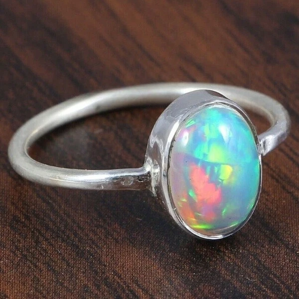Opal Solid 925 Sterling Silver Statement Handmade Women Gift Ring, All Size M393 - Image 4 of 4