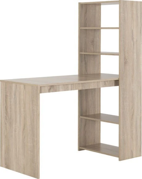 Oak Effect BOOKCASE attached DESK W120cm x D55cm x H144.5cm CAMBRIDGE