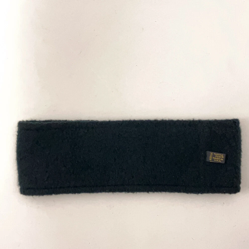 Vintage Soft Black Fleece Turtle Fur Made USA Headband Gold Black Label